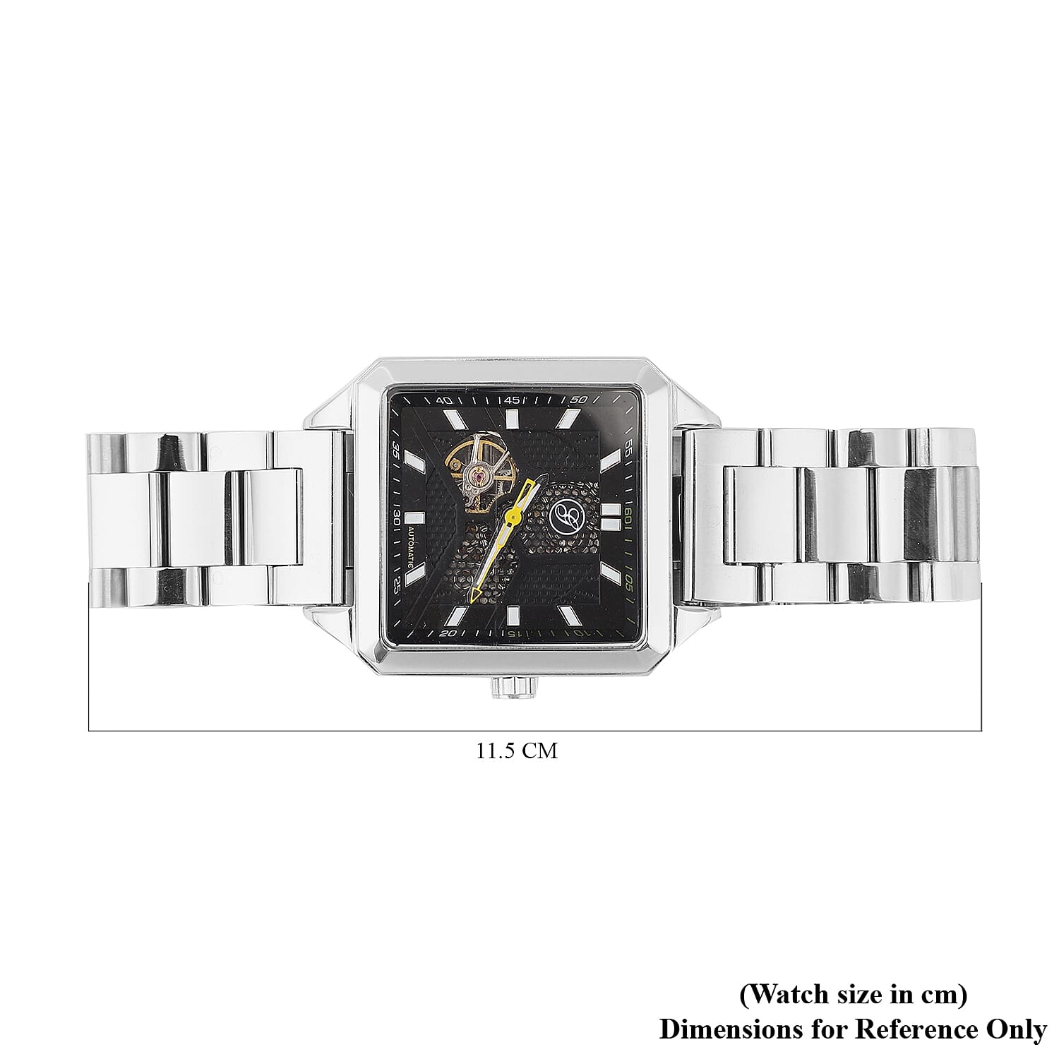 Close Out Deal - GENOA Automatic GENOA Automatic Movement Black Skeleton Style Dial 5 ATM Water Resistant Watch with Chain Strap in Silver Tone