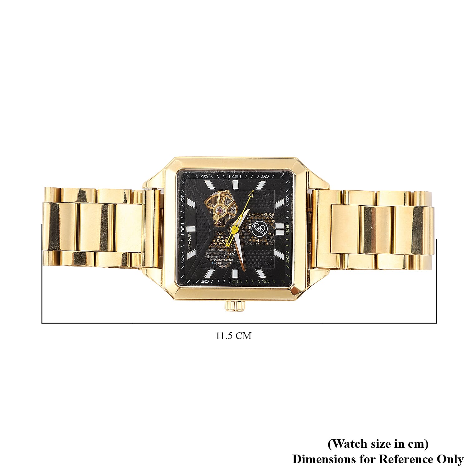 Close Out Deal - GENOA Automatic GENOA Automatic Movement Black Hollow Out Dial 5 ATM Water Resistant Watch with Chain Strap in Silver Tone