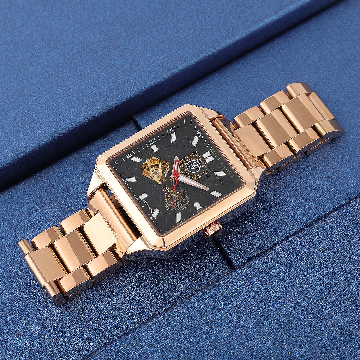 Close Out Deal - GENOA Automatic Movement 5 ATM Water Resistant Watch with Chain Strap in Rose Gold Tone