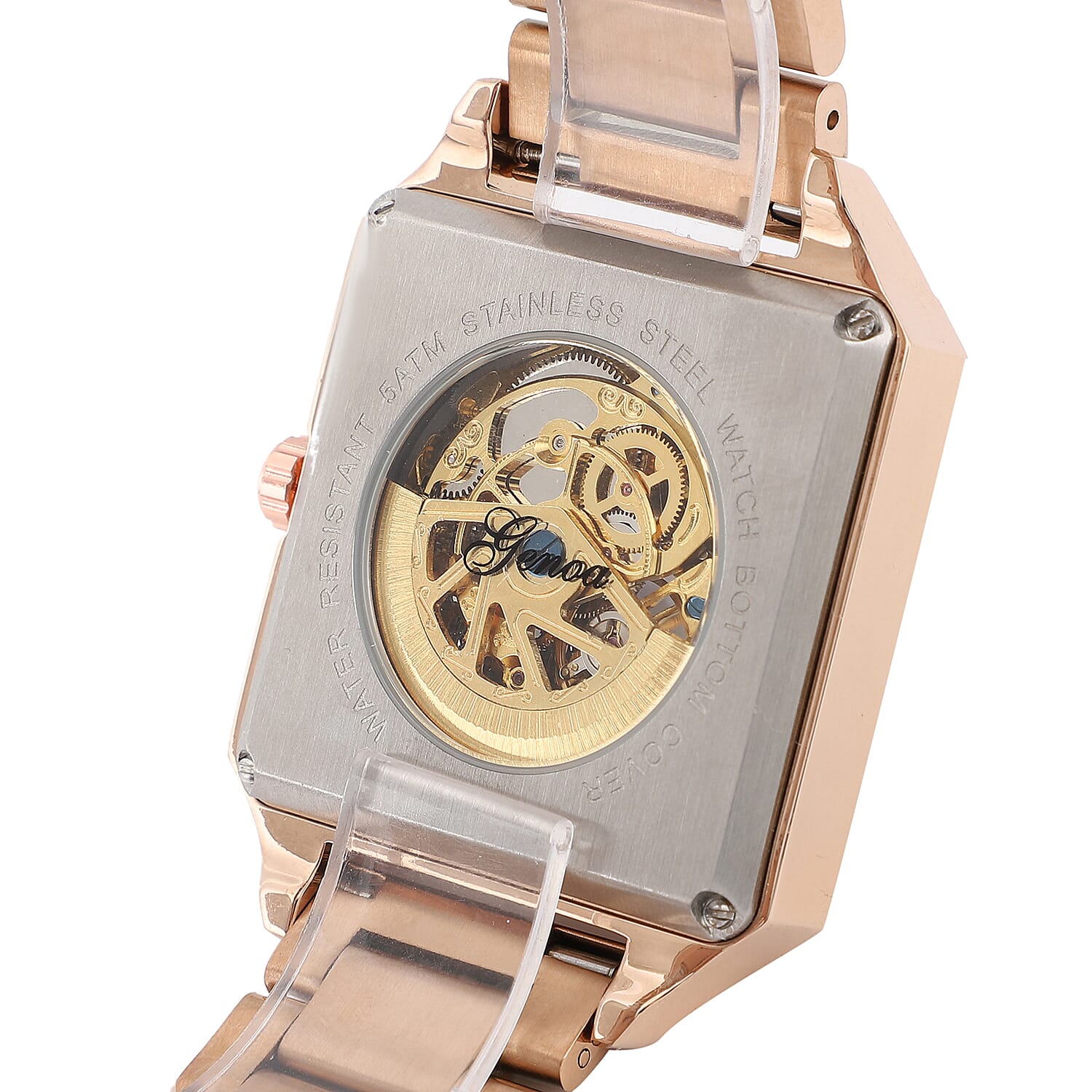 Close Out Deal - GENOA Automatic Movement 5 ATM Water Resistant Watch with Chain Strap in Rose Gold Tone