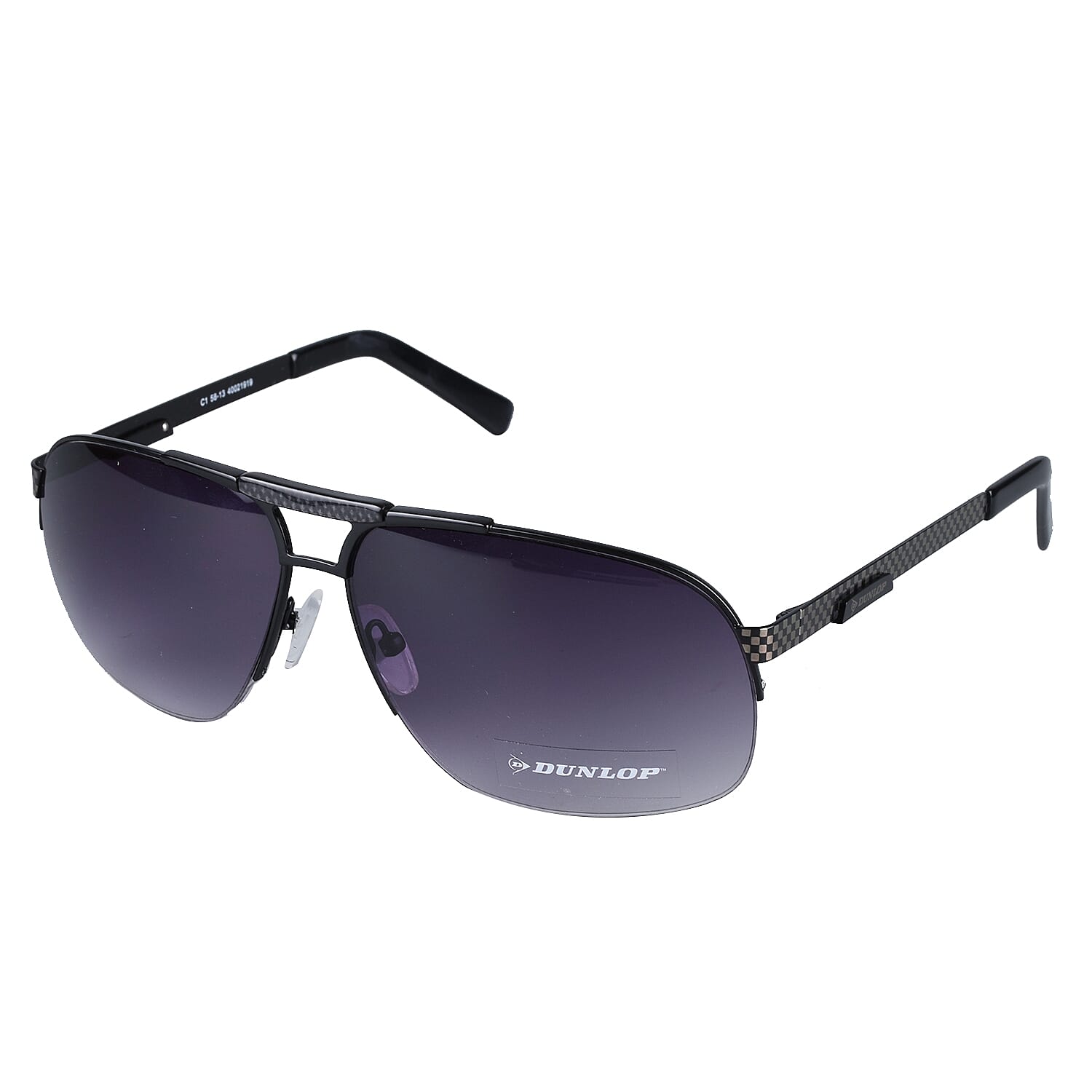 DUNLOP Mens Semi Rimless Aviator Sunglasses - Black
