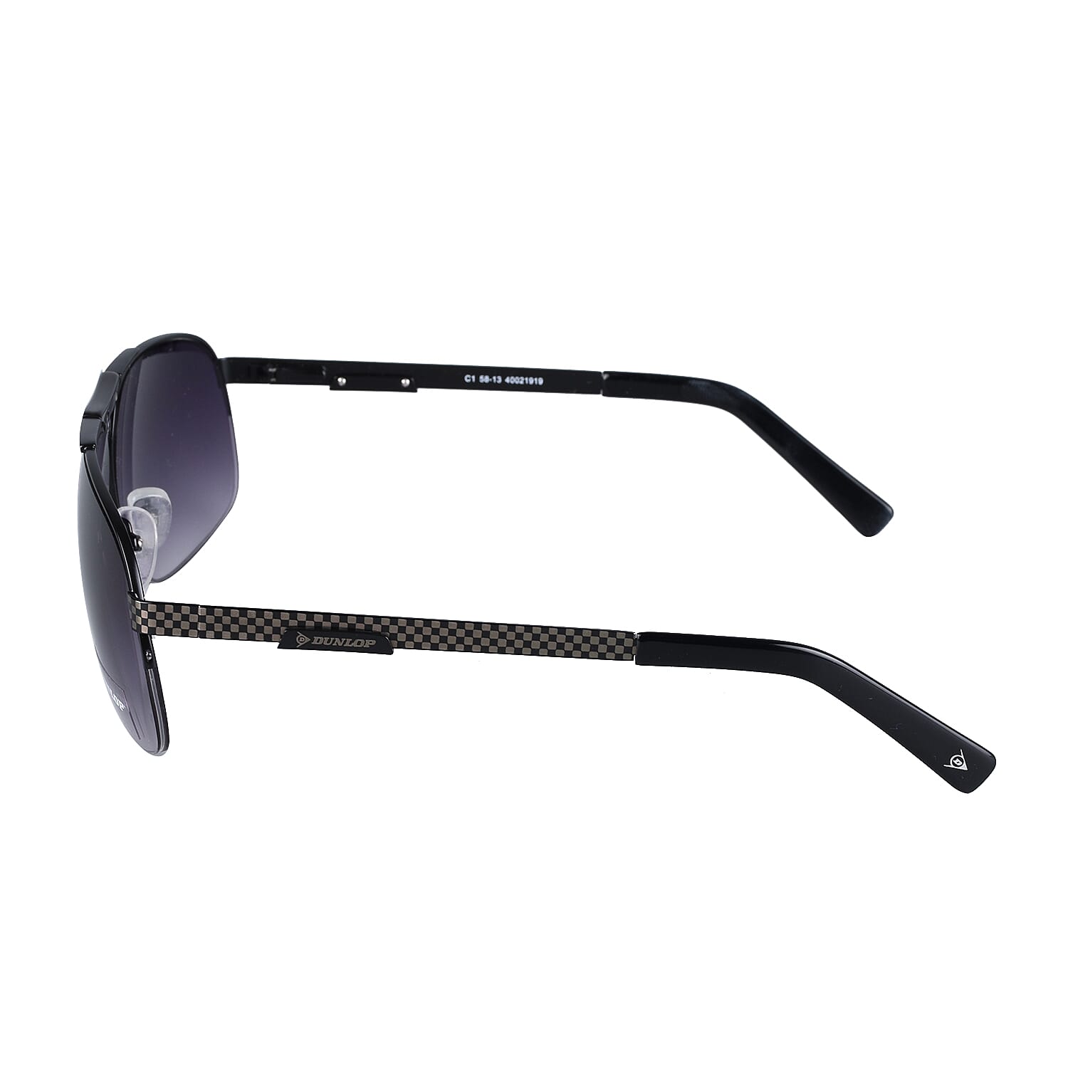 DUNLOP Mens Semi Rimless Aviator Sunglasses - Black