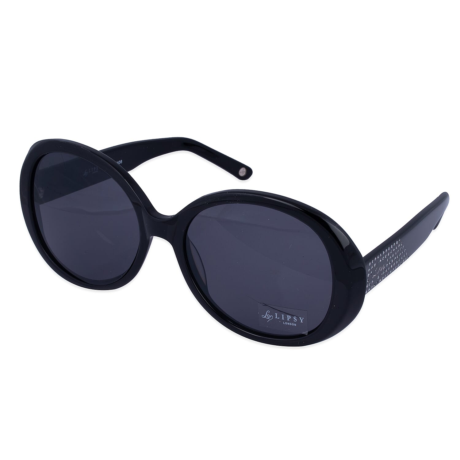 LIPSY Oval Ladies Sunglasses with Metal Studded Decorative Temples - Black