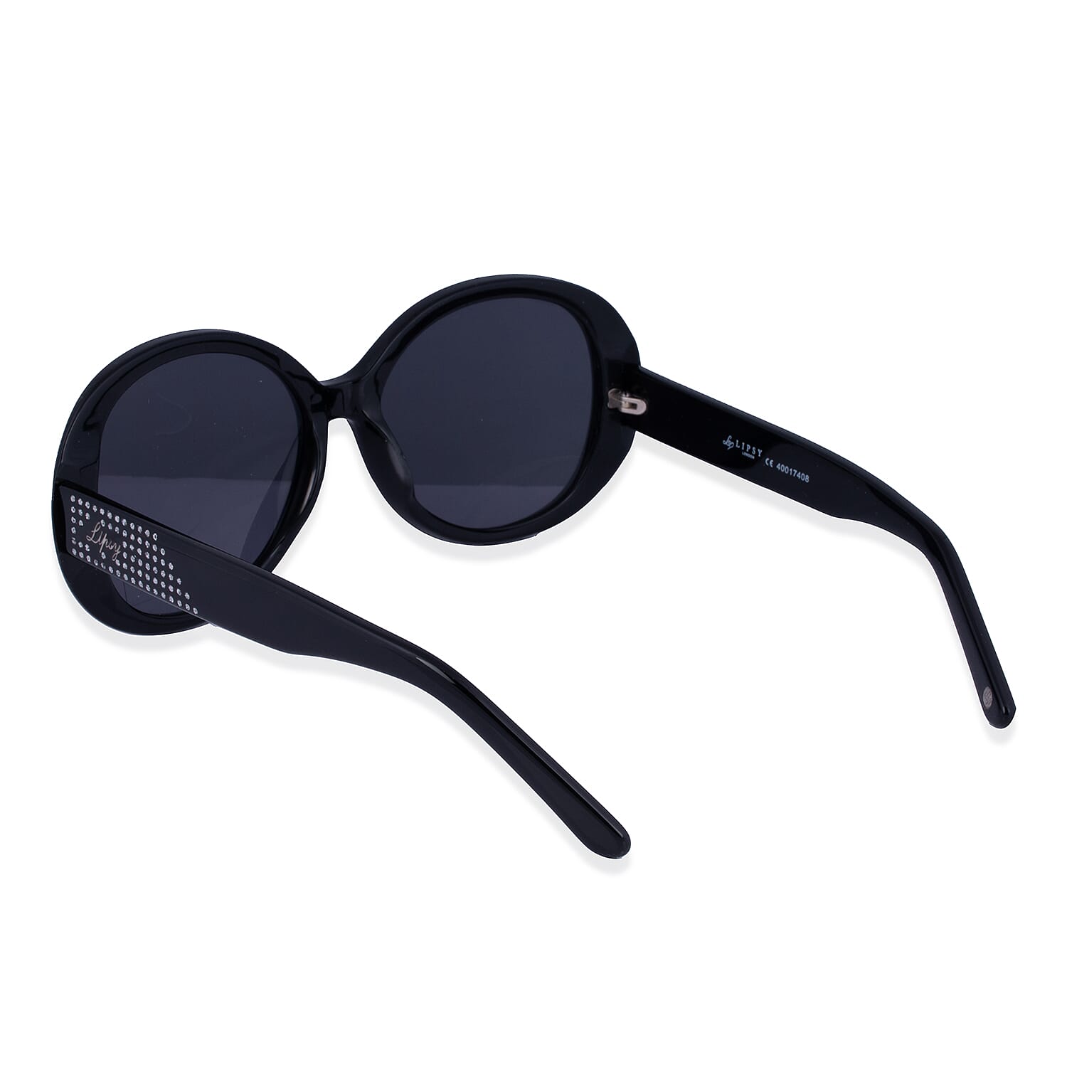 LIPSY Oval Ladies Sunglasses with Metal Studded Decorative Temples - Black