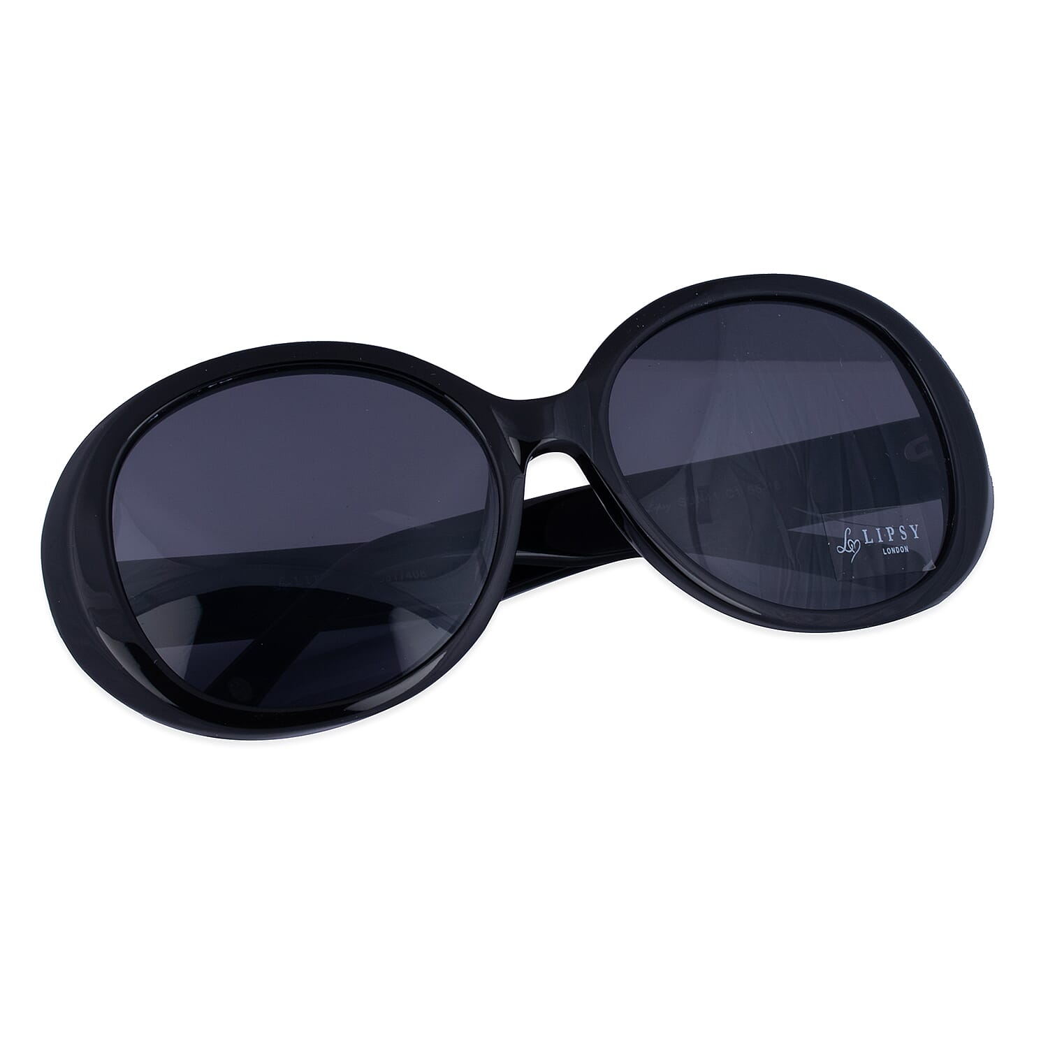 LIPSY Oval Ladies Sunglasses with Metal Studded Decorative Temples - Black