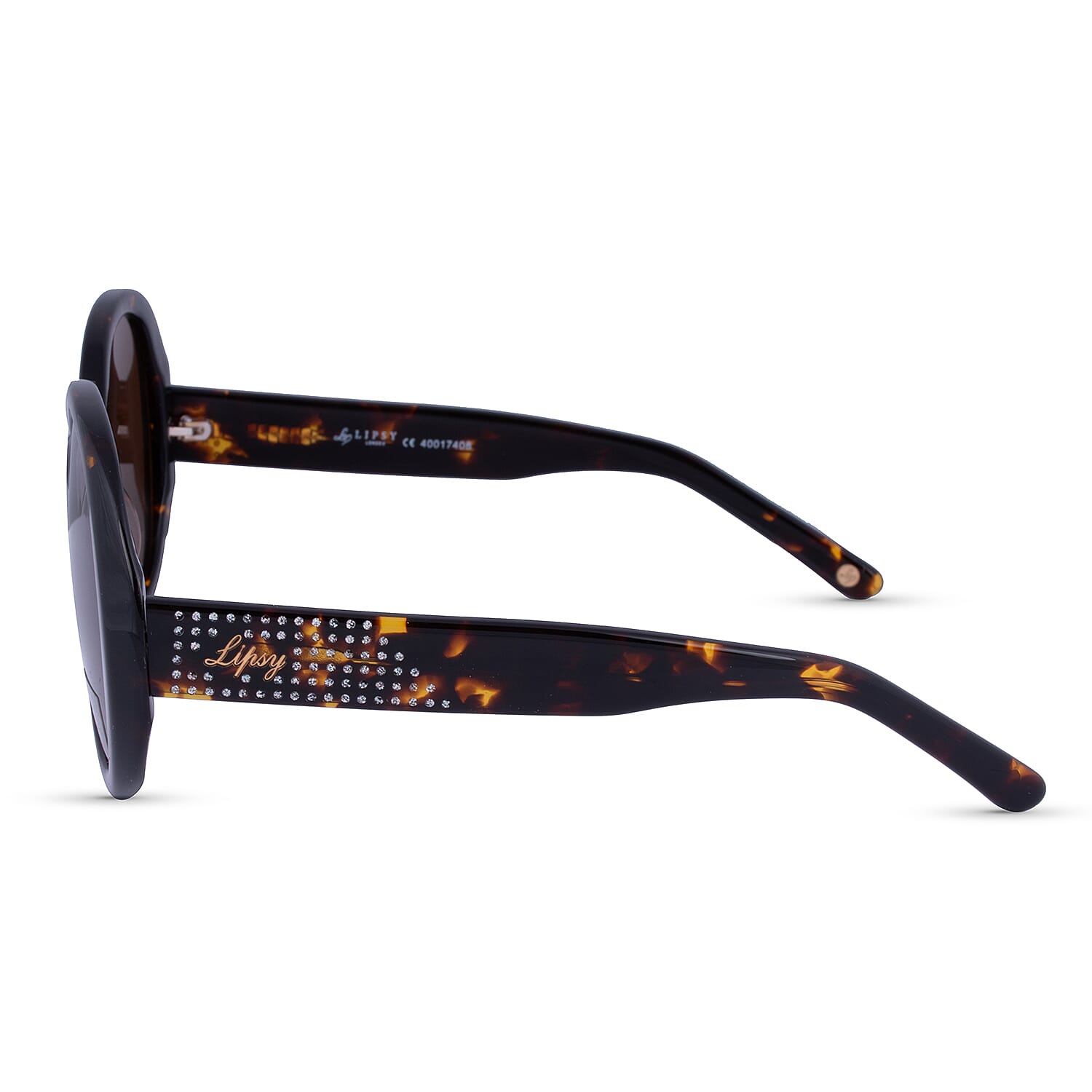 LIPSY Ladies Sunglasses with Metal Studded Decorative Temples - Tortoise