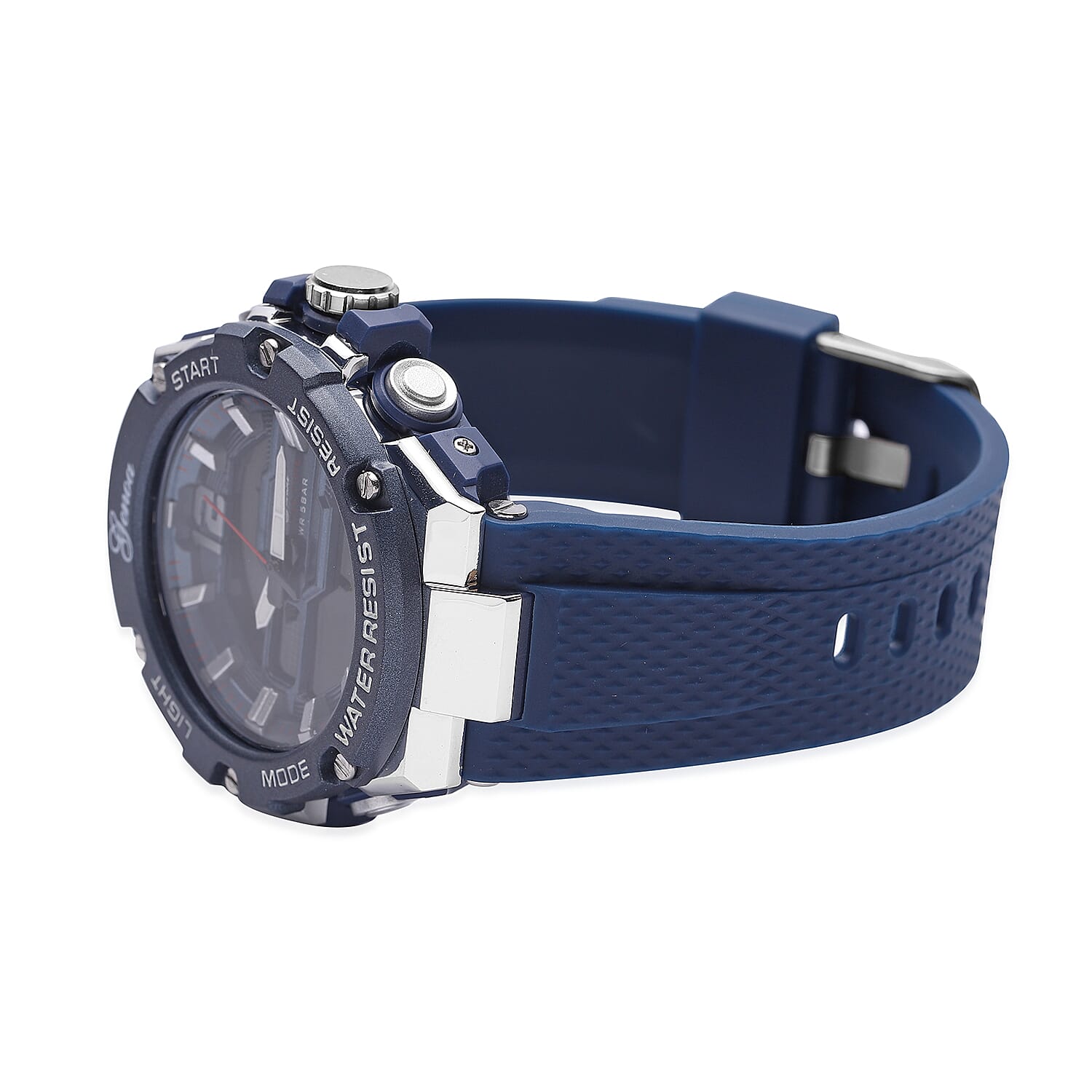 GENOA Japanese and Electronic Movement 5 ATM Water Resistant Watch with Stainless Steel Back and Navy Blue TPU Strap - Navy Blue