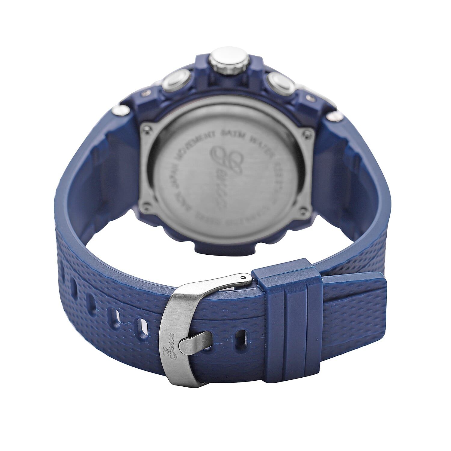 GENOA Japanese and Electronic Movement 5 ATM Water Resistant Watch with Stainless Steel Back and Navy Blue TPU Strap - Navy Blue