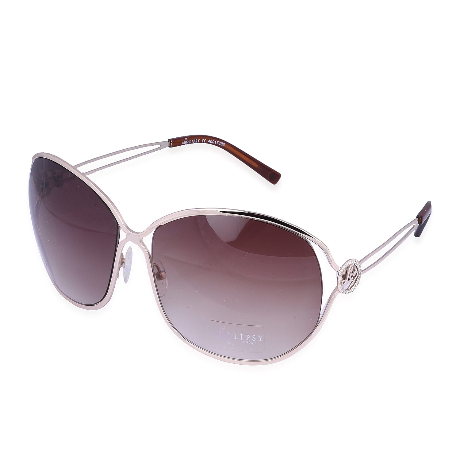 LIPSY Oversized Ladies Sunglasses with Decorative Temples - Gold