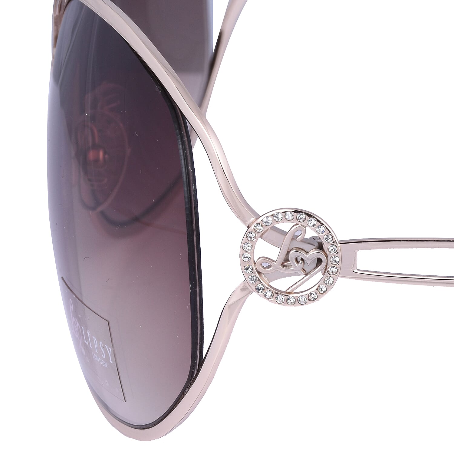 LIPSY Oversized Ladies Sunglasses with Decorative Temples - Gold