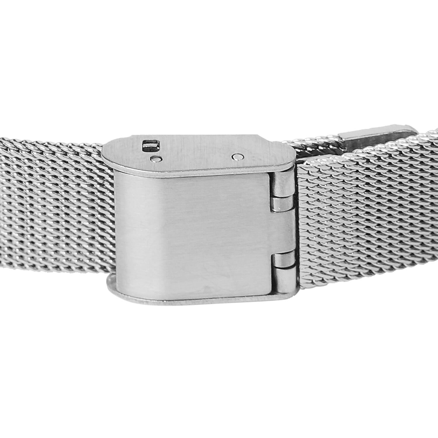 STRADA Japanese Movement White Dial Pink Crystal Studded Water Resistant Watch with Silver Colour Mesh Belt