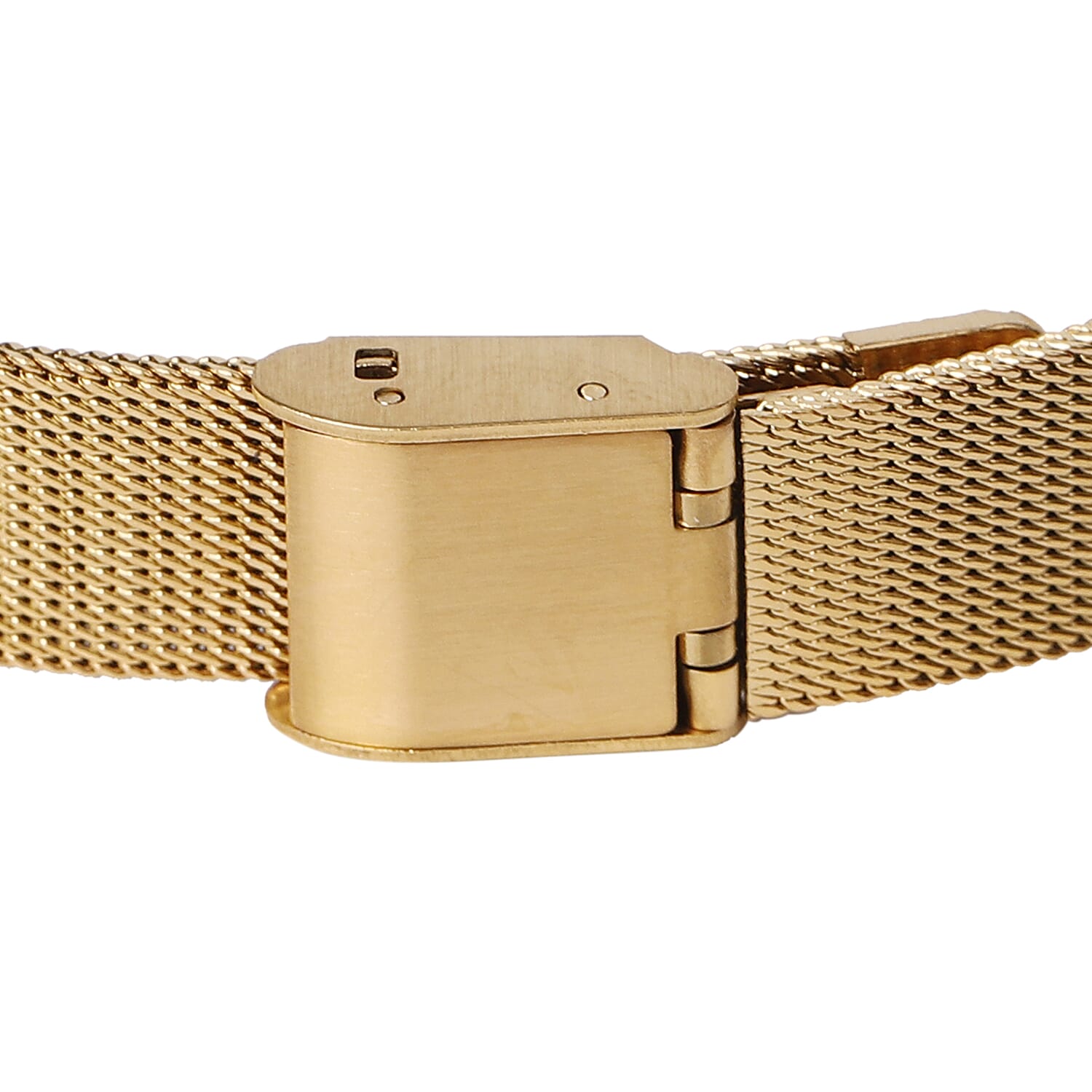 STRADA Japanese Movement Light Golden Dial White Crystal Studded Water Resistant Watch with Yellow Gold Colour Mesh Belt