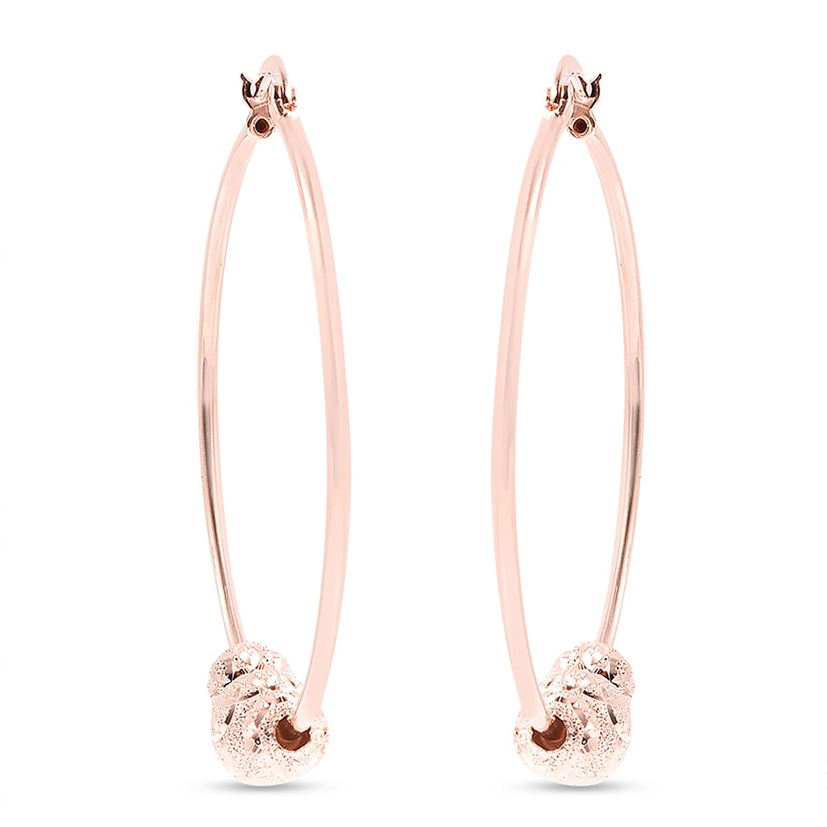 Hoop Earrings (with Clasp) in Rose Gold Tone
