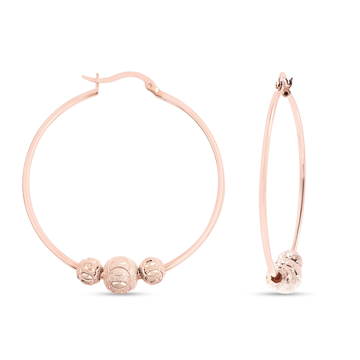 Hoop Earrings (with Clasp) in Rose Gold Tone