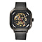 GENOA Automatic Movement Black Dial 3 ATM Water Resistant Watch with Black Silicon Strap