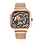 GENOA Automatic Movement Black & Rose Gold Dial 3 ATM Water Resistant Mesh Belt Watch in Rose Gold Tone