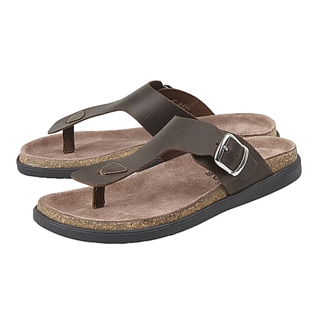 Lotus Grady Leather Toe-Post Mens Sandals (Size 8) - Brown