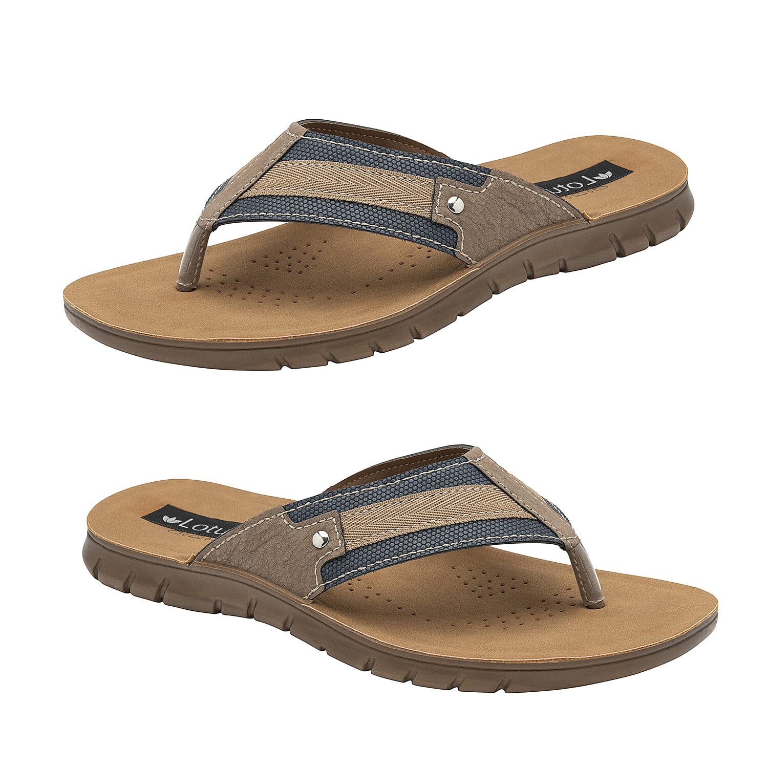Lotus Ian Toe-Post Mens Sandals (Size 7) - Blue & Tobacco