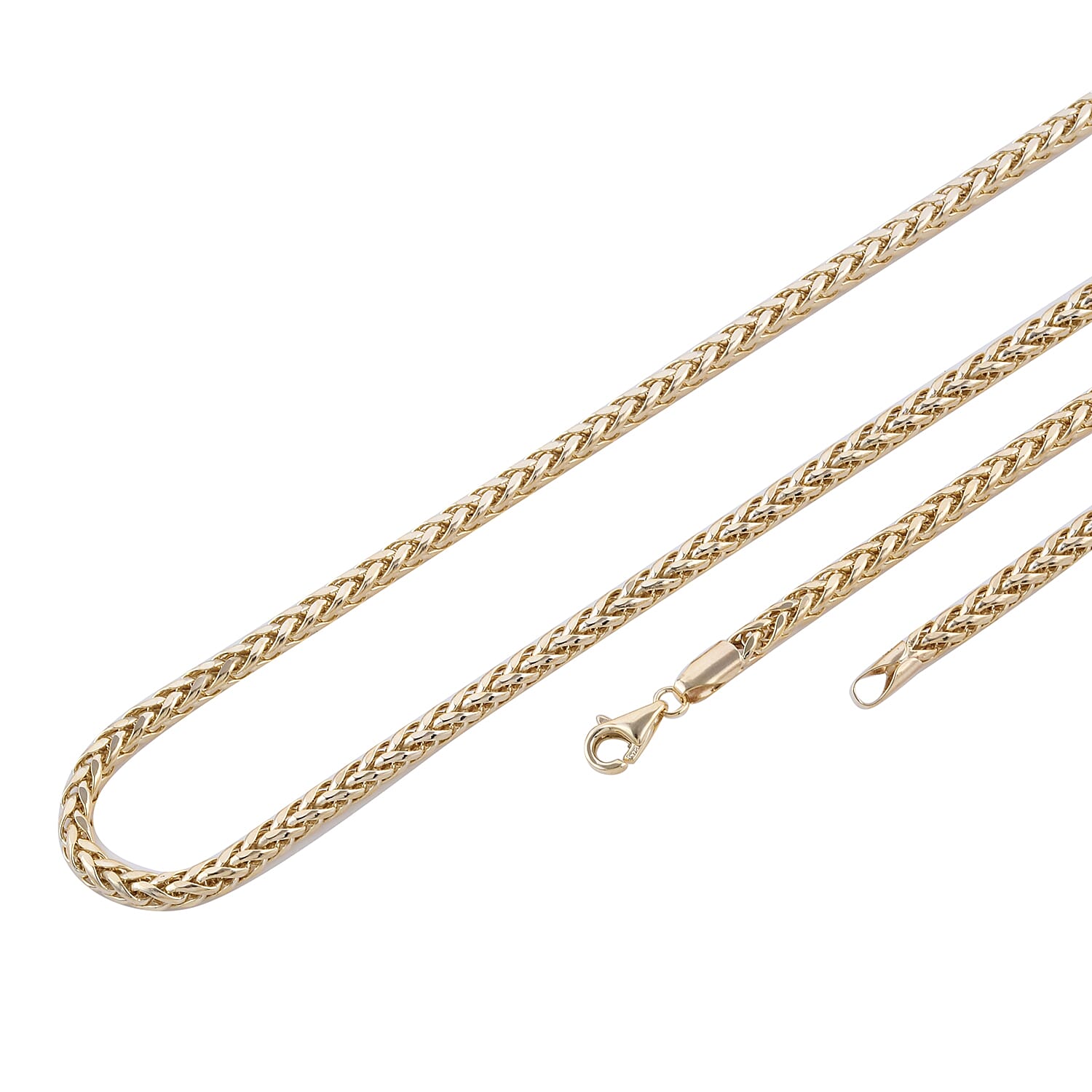 9K Yellow Gold Spiga Necklace (Size - 22) with Impex Lobster Clasp Findings, Gold Wt 9.70 Gms