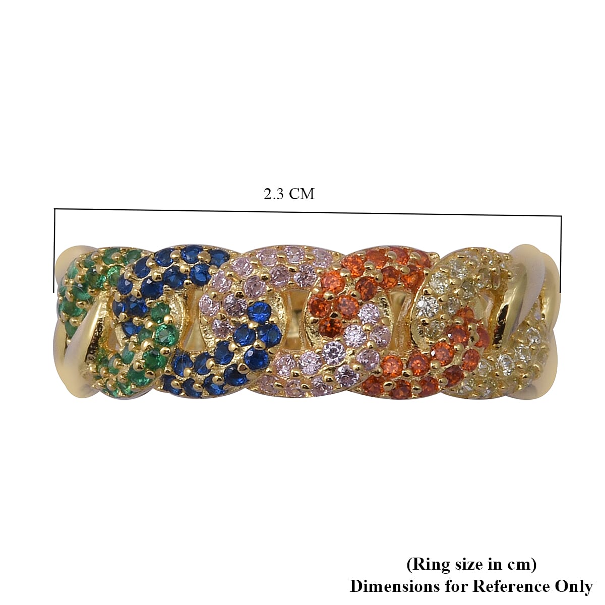 ELANZA Simulated Rainbow Sapphire Curb Ring in Yellow Gold Overlay Sterling Silver