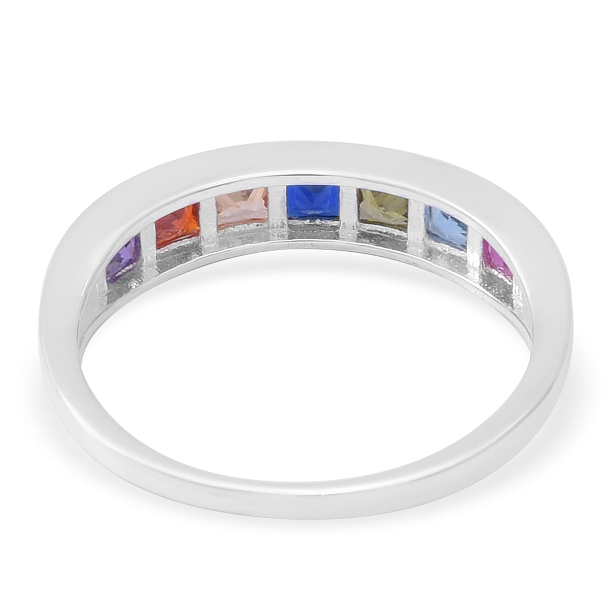 Multi Colour Rainbow Cubic Zirconia Ring in Sterling Silver
