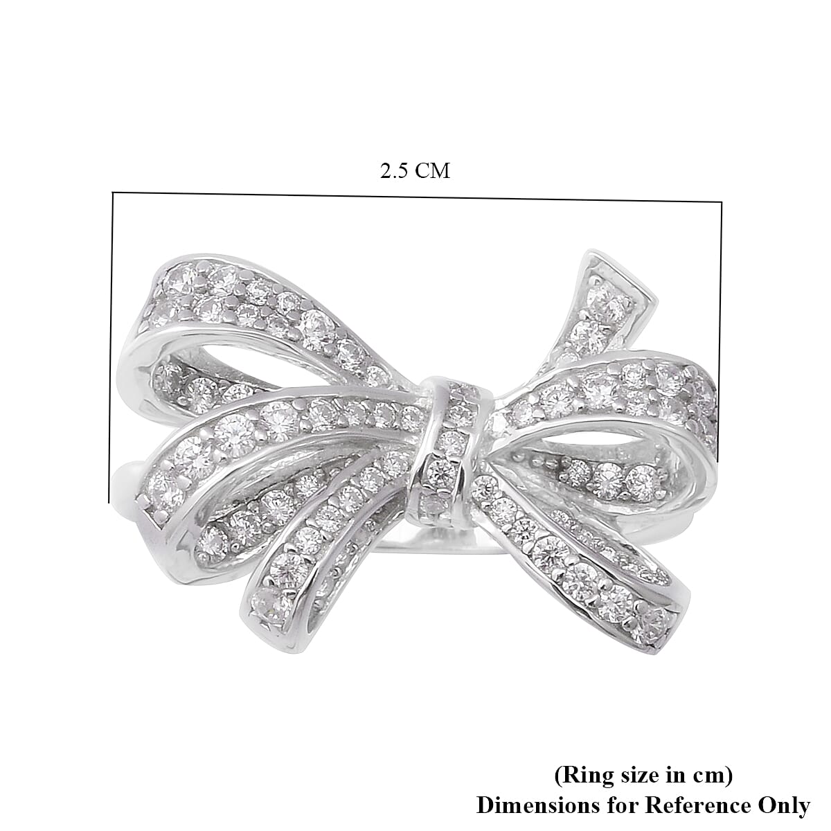 ELANZA Simulated Diamond Knot Ring in Rhodium Overlay Sterling Silver