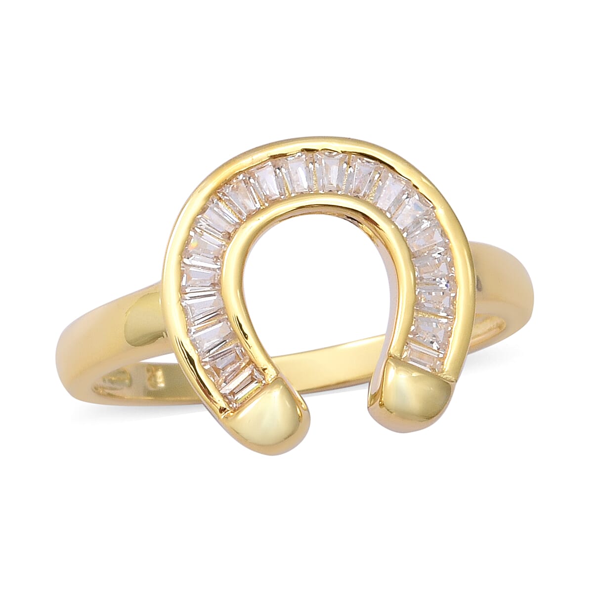 ELANZA Simulated White Diamond Ring in Yellow Gold Overlay Sterling Silver