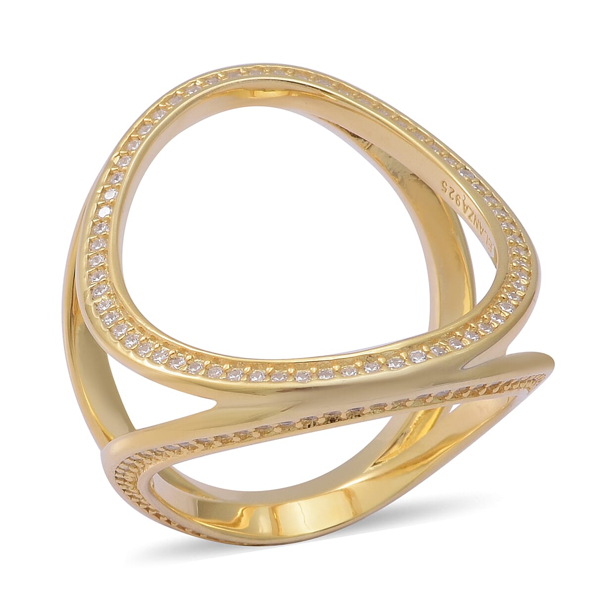 ELANZA Simulated Diamond Ring in Yellow Gold Overlay Sterling Silver
