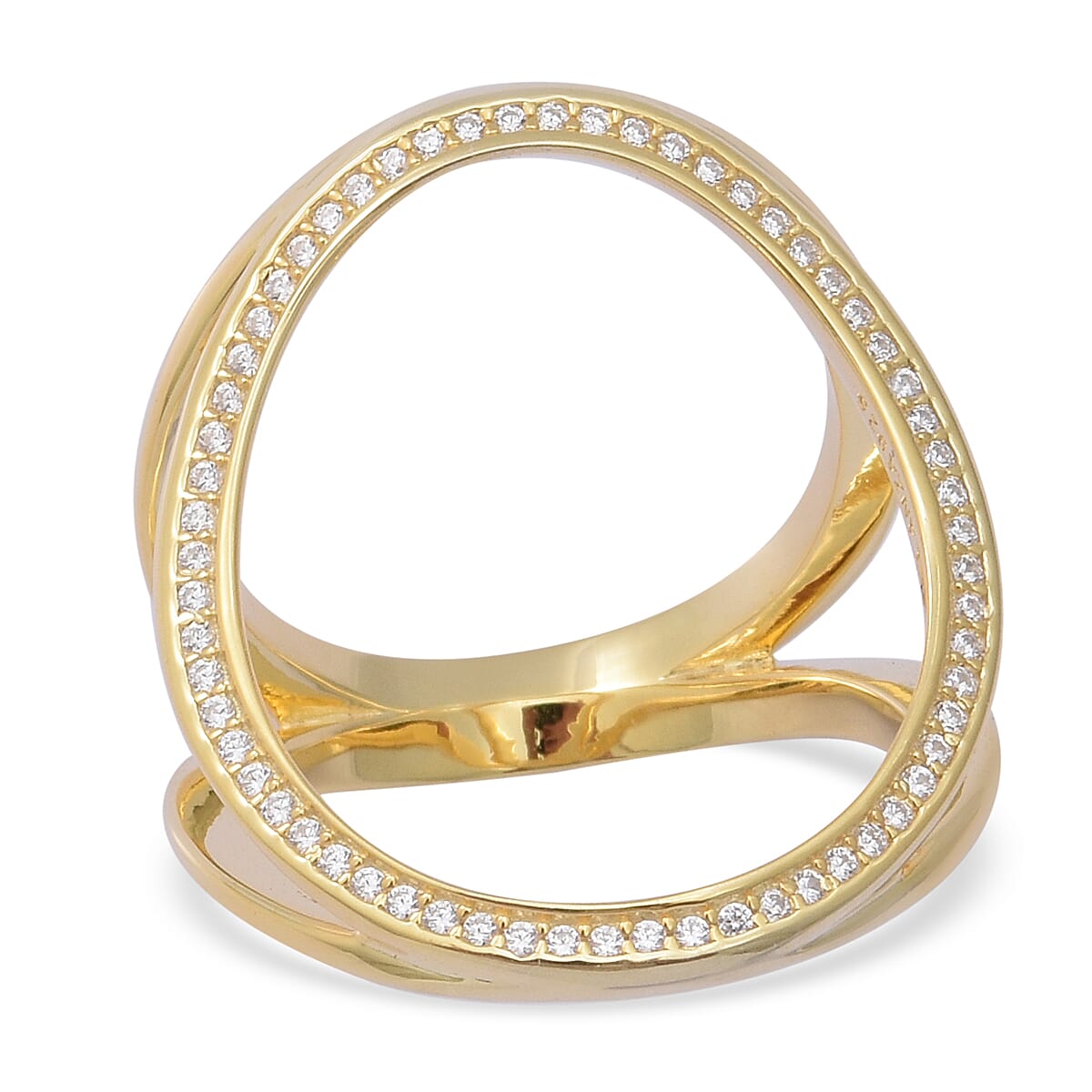 ELANZA Simulated Diamond Ring in Yellow Gold Overlay Sterling Silver