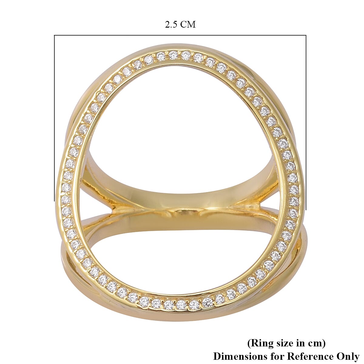 ELANZA Simulated Diamond Ring in Yellow Gold Overlay Sterling Silver