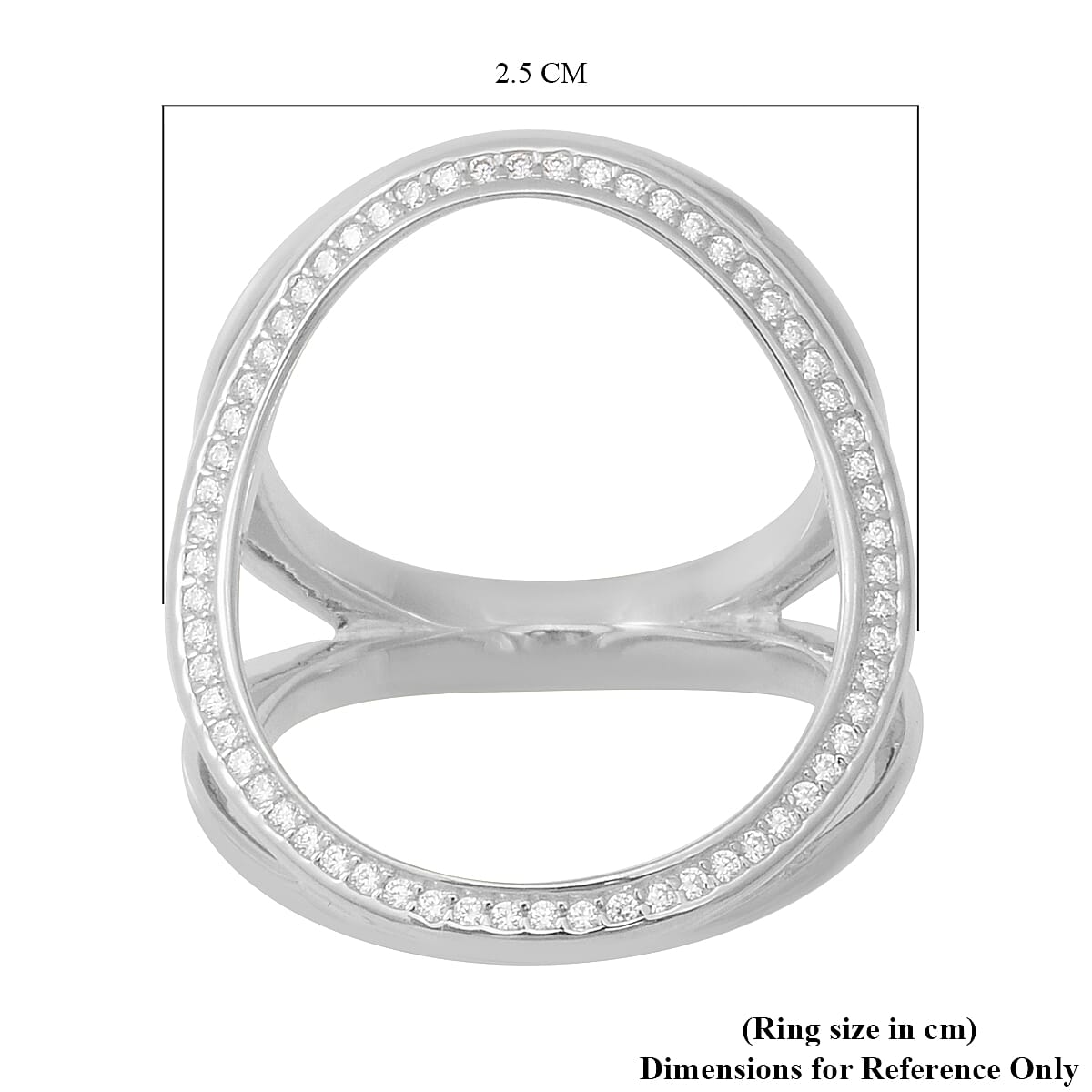 ELANZA Simulated Diamond Ring in Rhodium Overlay Sterling Silver