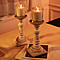 Set of 2 - Antique Carved Wooden Candle Holders - White