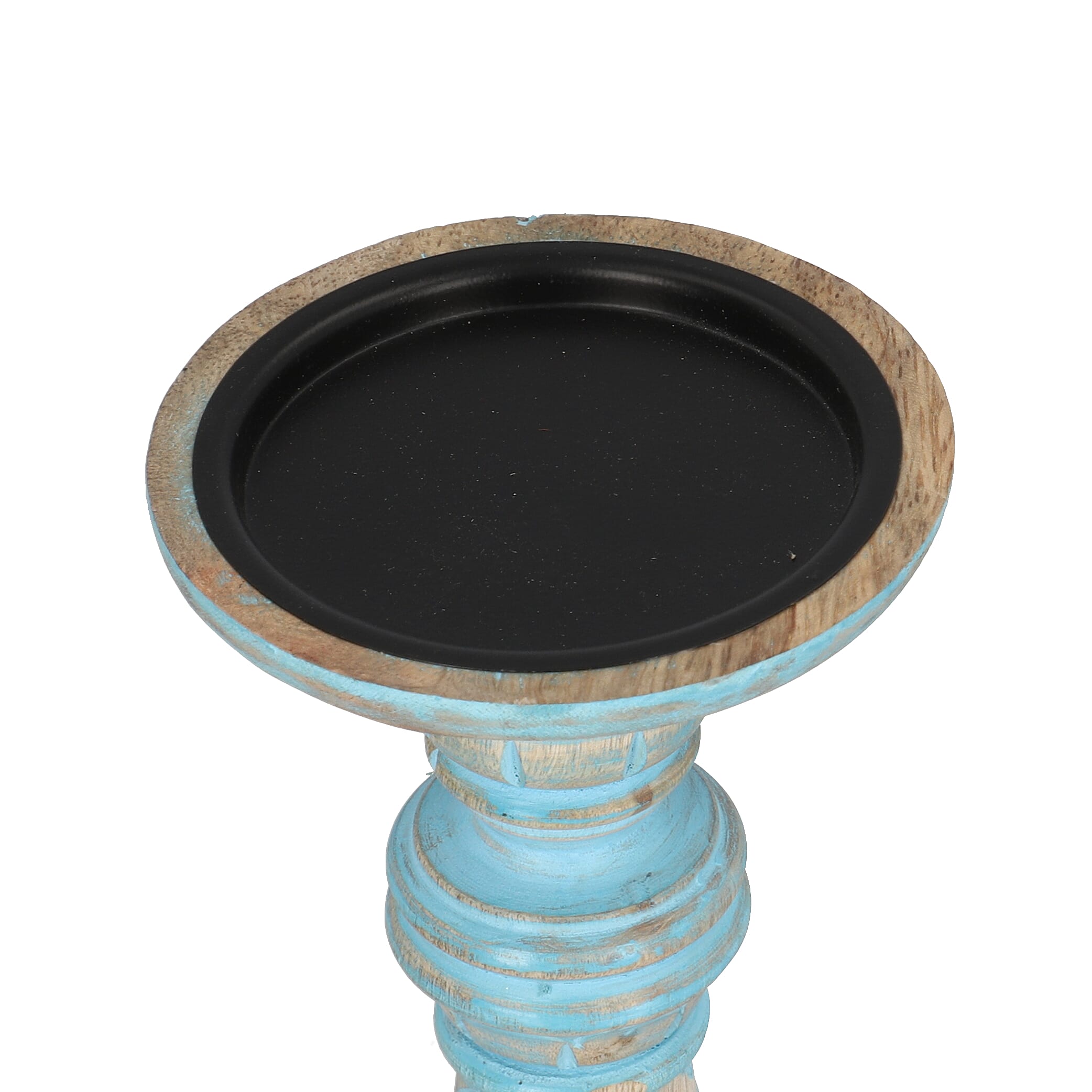 Set of 2 - Antique Wooden Candle Holders