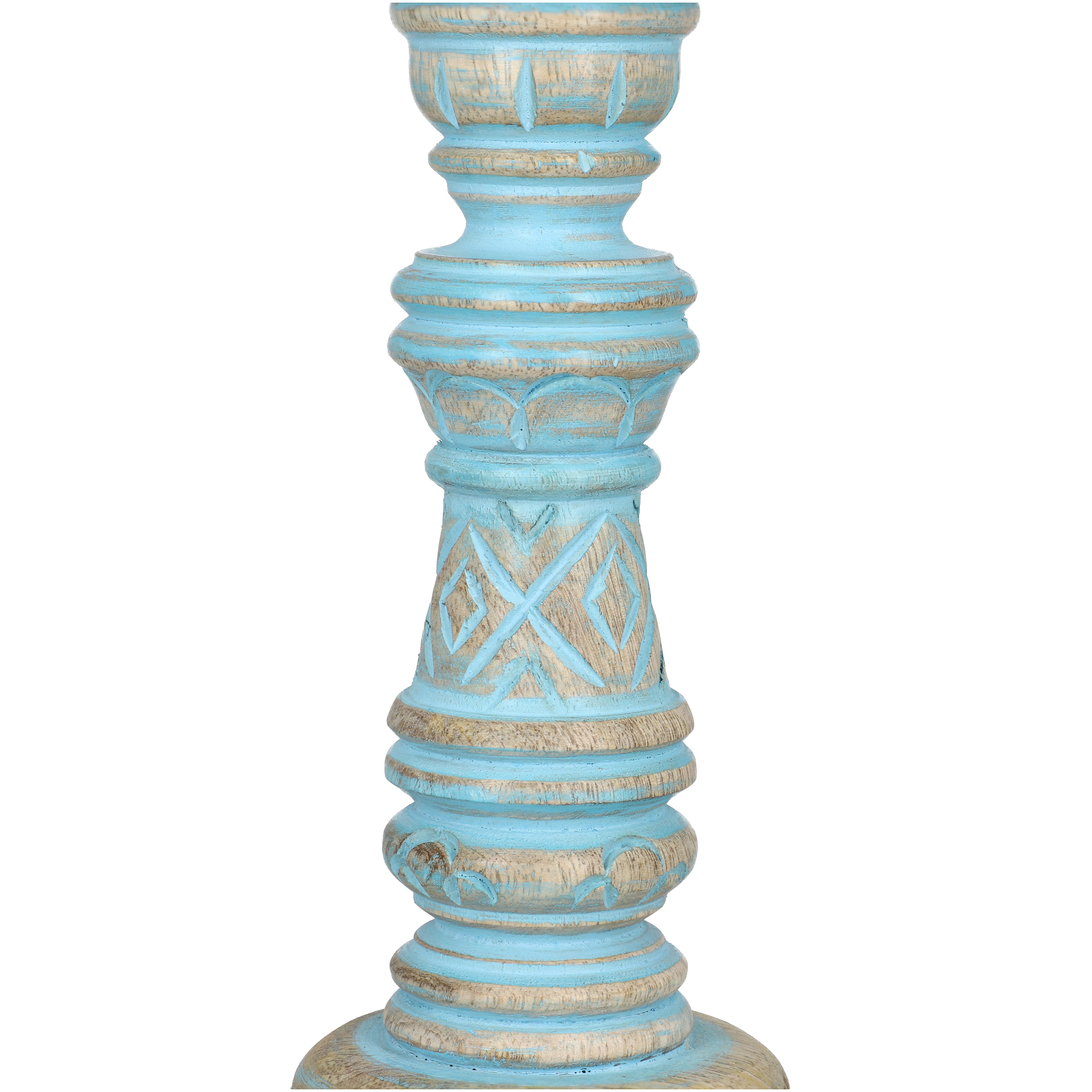 Set of 2 - Antique Wooden Candle Holders