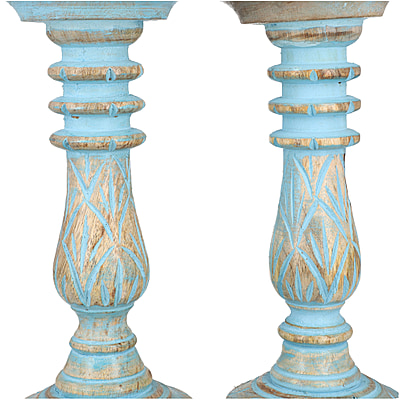 Set of 2 - Antique finish Wooden Candle Holders - 6489778 - TJC