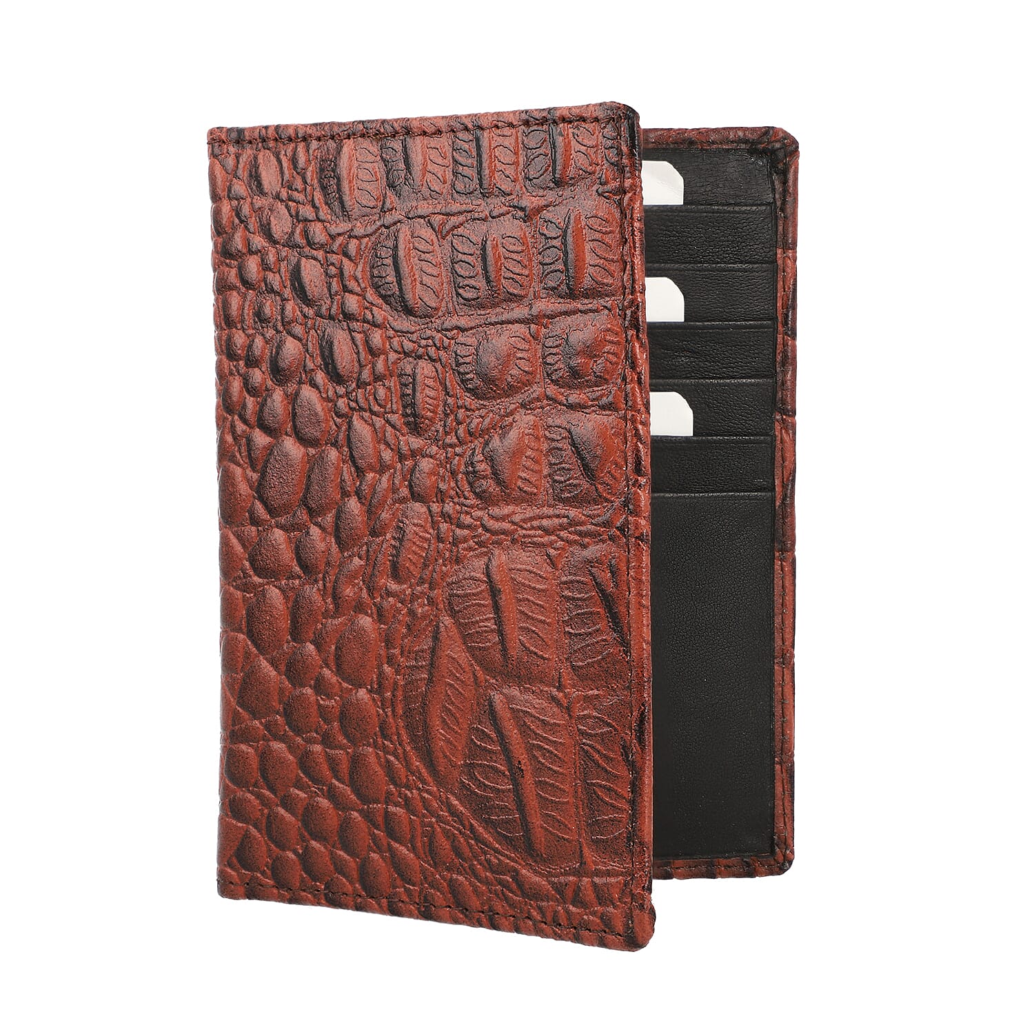 100% Genuine Leather RFID Protected Wallet with 2 Passport Case, Luggage Tag and 9 Card Slot- Brown