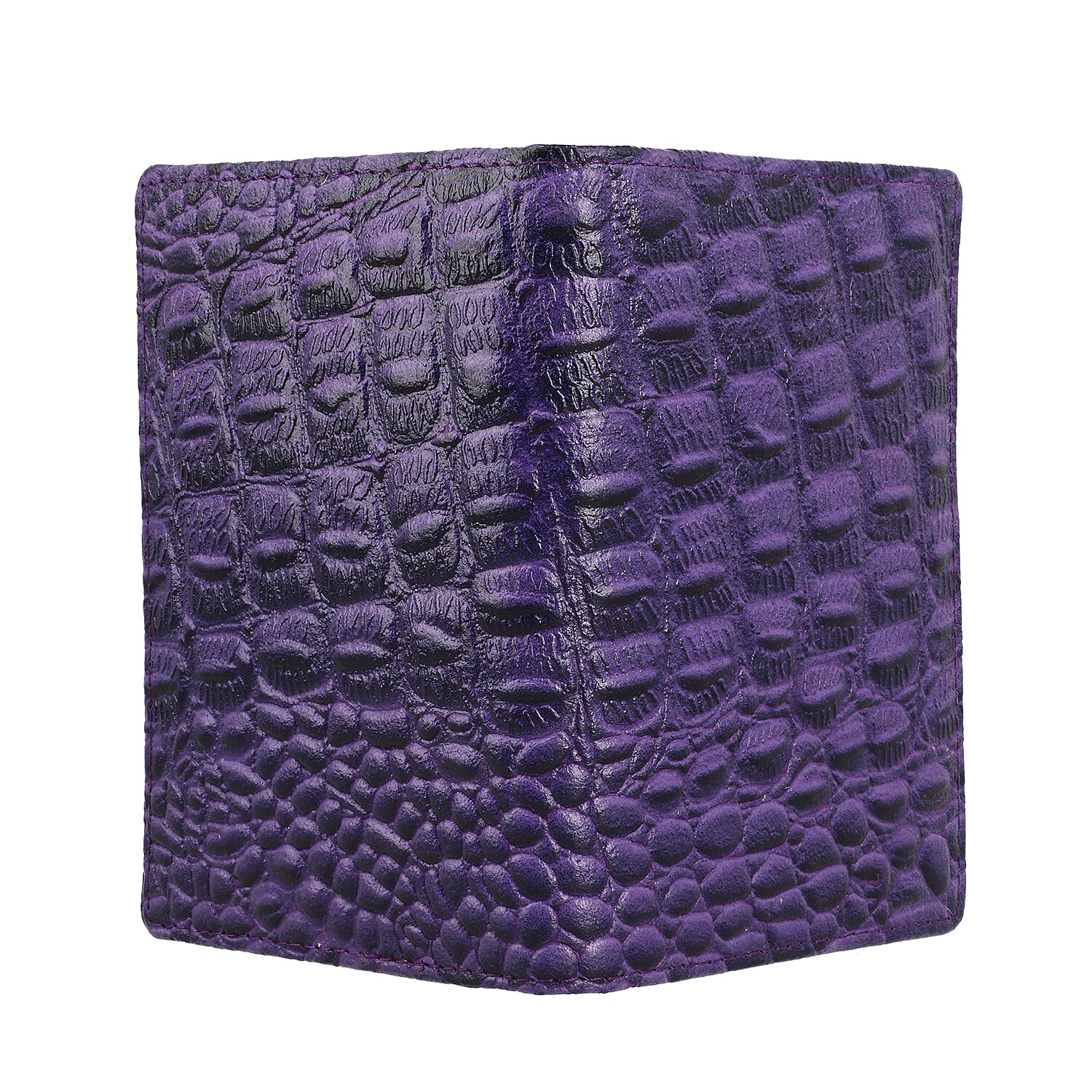 100% Genuine Leather RFID Protected Wallet with 2 Passport Case, Luggage Tag and 9 Card Slot- Purple