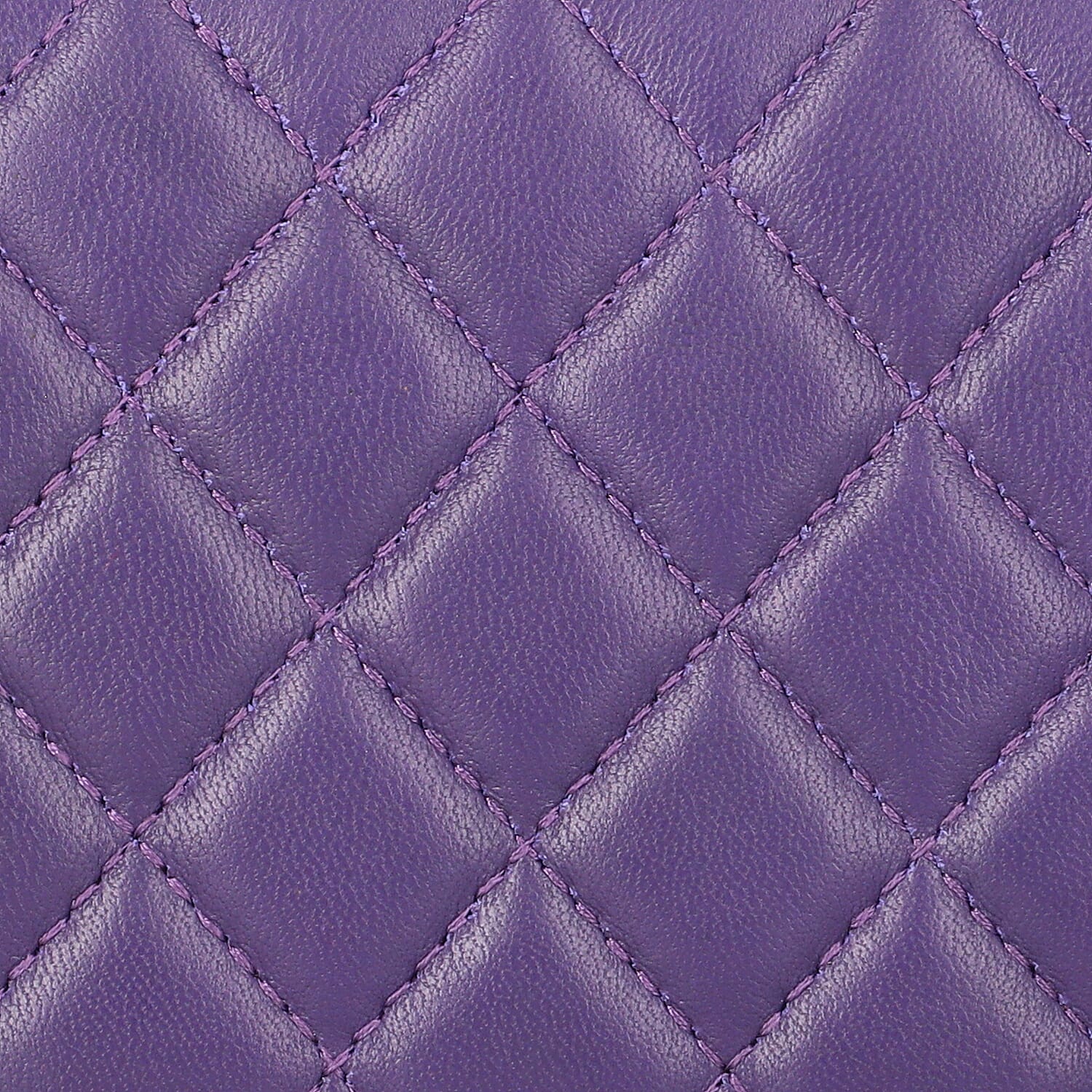 100% Genuine Leather Quilted Pattern RFID Wallet (Size 19x10 Cm) - Purple