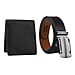 2 Piece Set - 100% Genuine Leather Belt and RFID Protected Wallet - Black