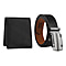 2 Piece Set - 100% Genuine Leather Belt and RFID Protected Wallet - Black