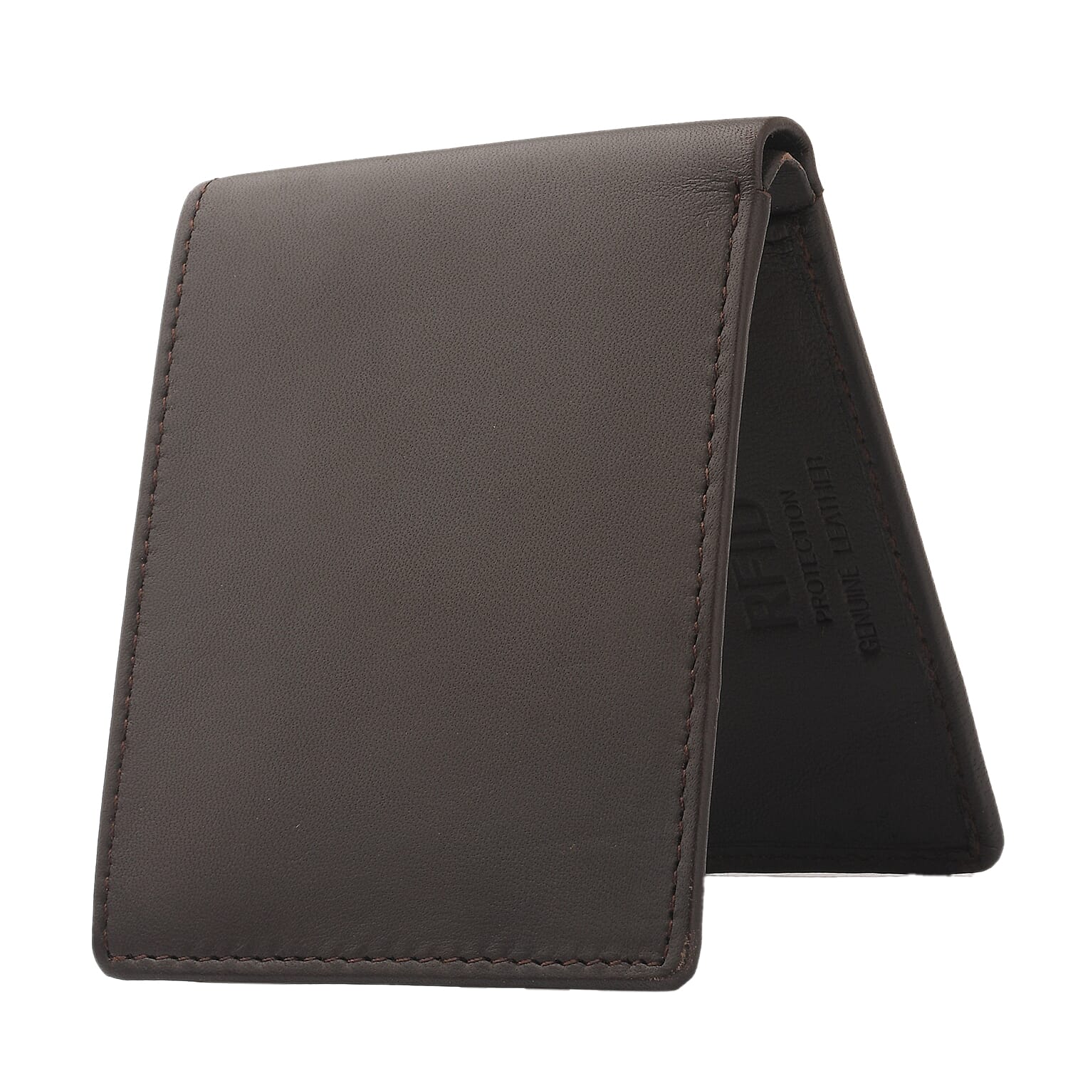 2 Piece Set - 100% Genuine Leather Belt (up to 44in) and RFID Protected Wallet - Brown