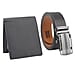 2 Piece Set - 100% Genuine Leather Belt and RFID Protected Wallet - Black