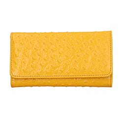 Genuine Leather Ostrich Embossed Pattern RFID Wallet - Tan