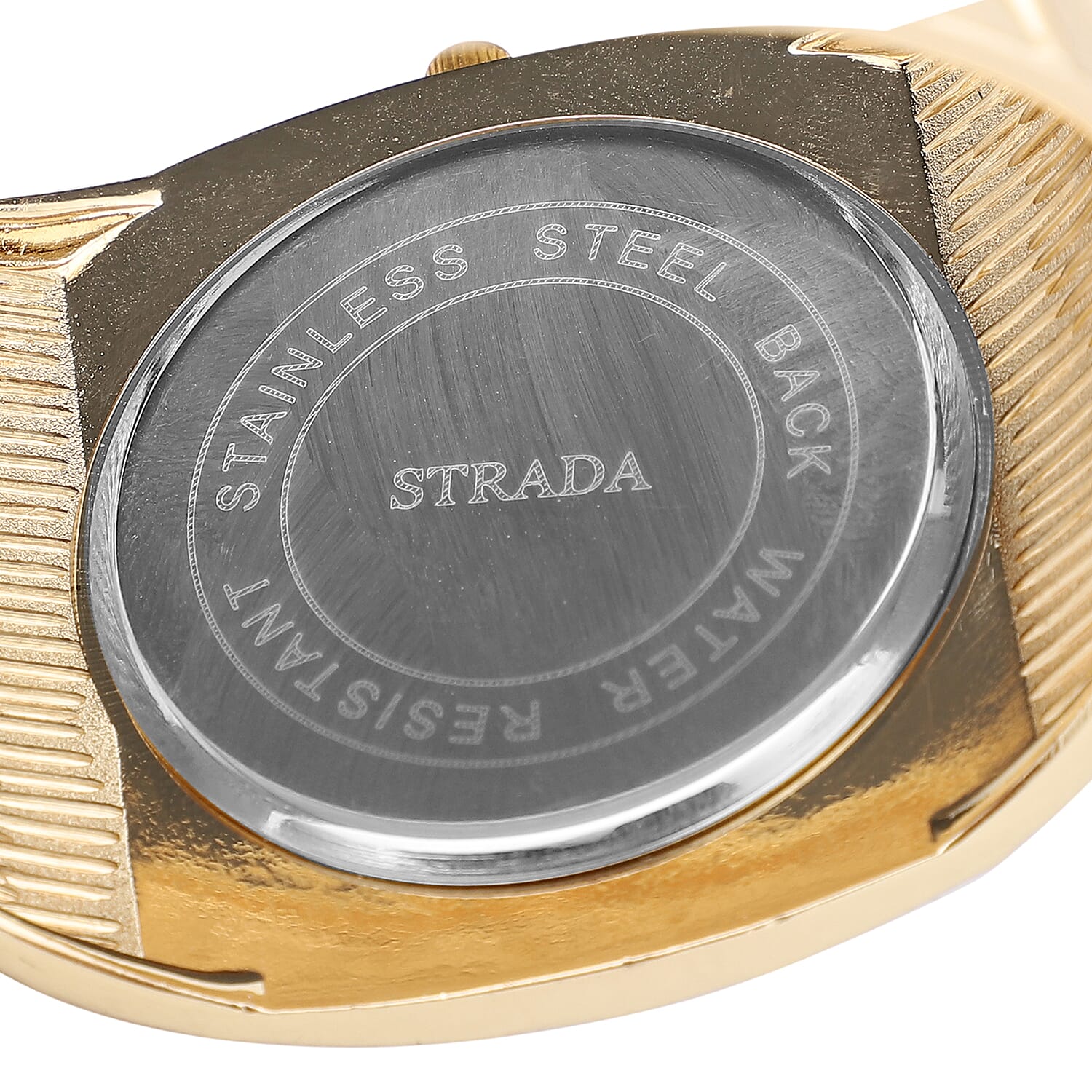 STRADA Japanese Movement Golden Dial Water Resistant Bangle Watch (Size 6.75) in Yellow Gold Tone