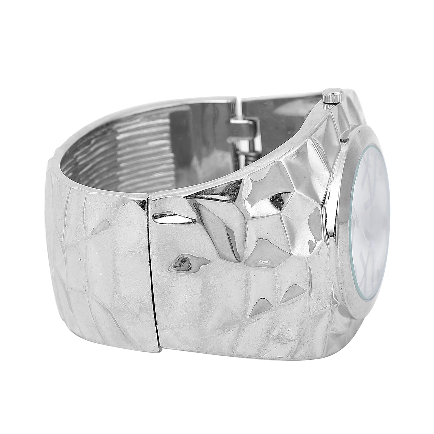 STRADA Japanese Movement Golden Dial Water Resistant Bangle Watch (Size 6.75) in Silver Tone