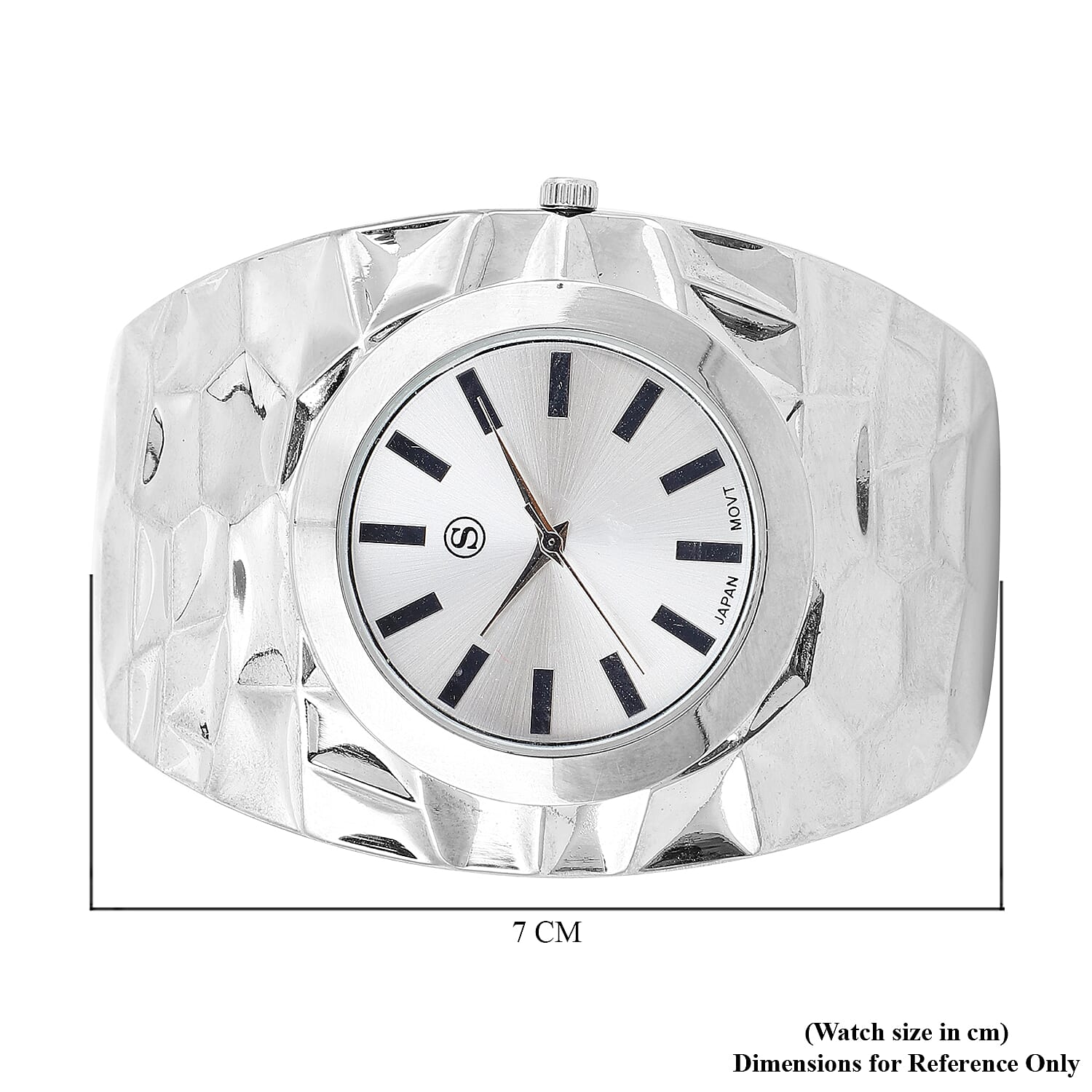 STRADA Japanese Movement Golden Dial Water Resistant Bangle Watch (Size 6.75) in Silver Tone