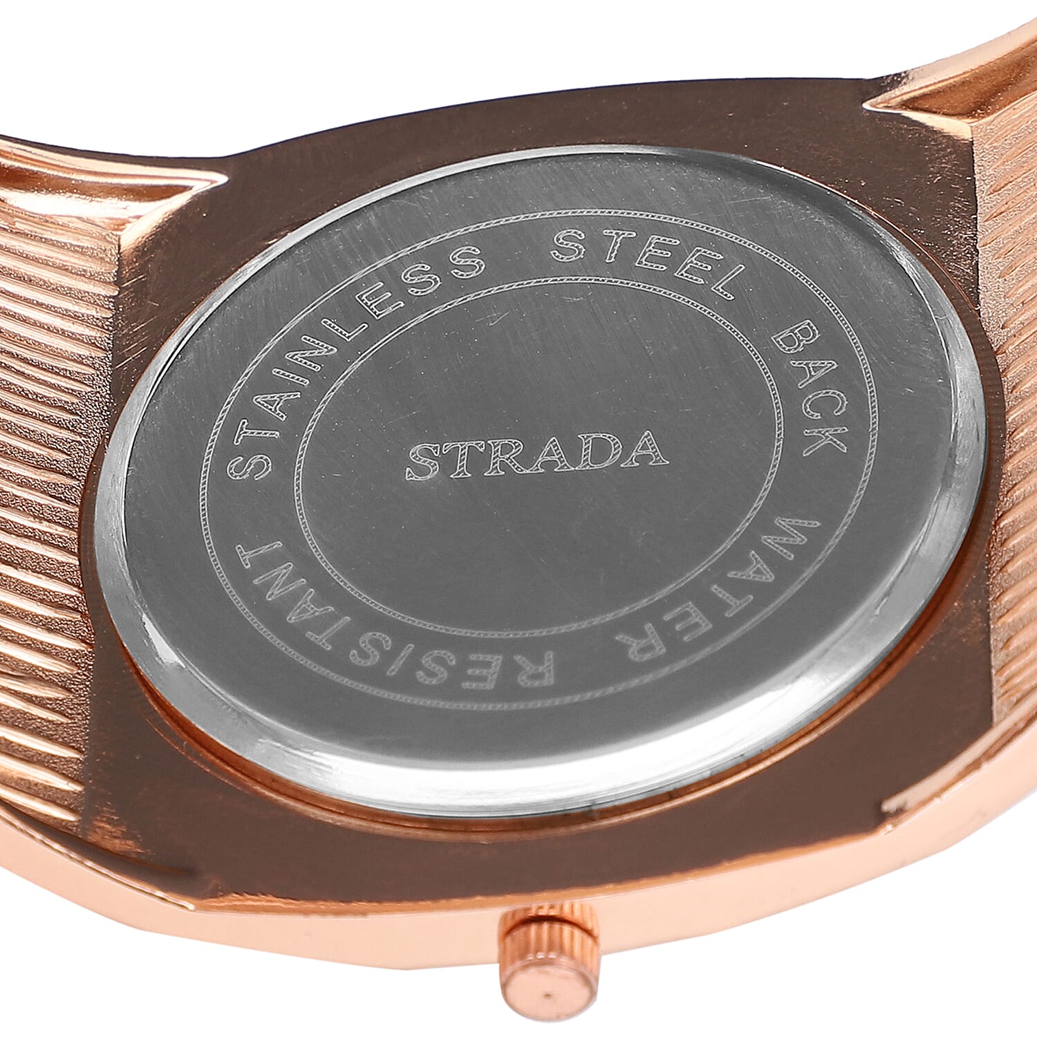 STRADA Japanese Movement Golden Dial Water Resistant Bangle Watch (Size 6.75) in Rose Gold Tone