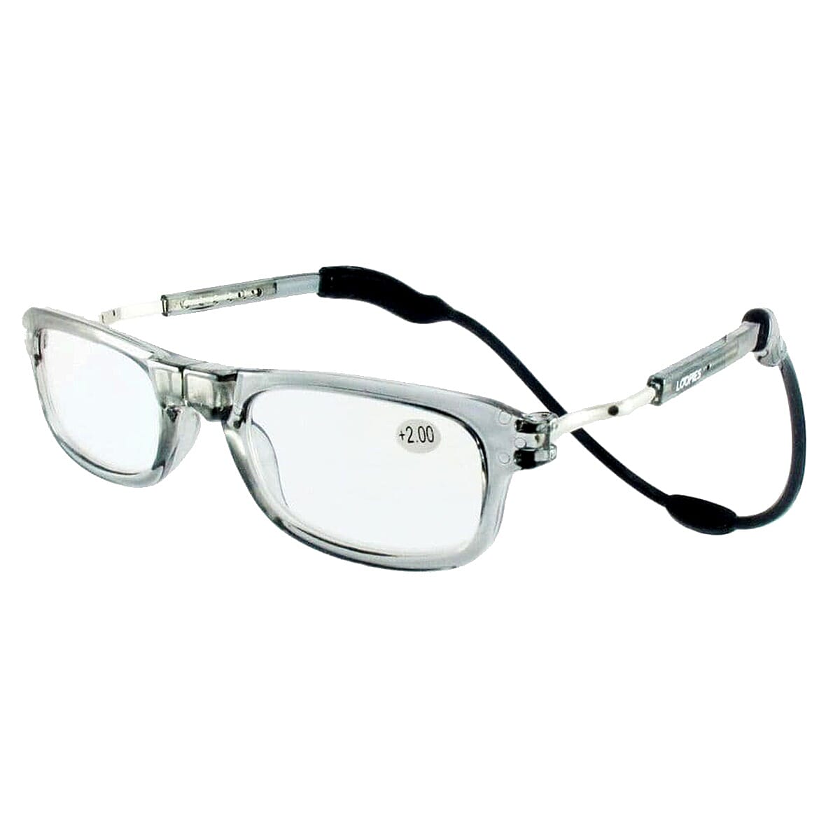 Loopies Magnetic Photochromic Transparent Grey Reading Glasses +1.50