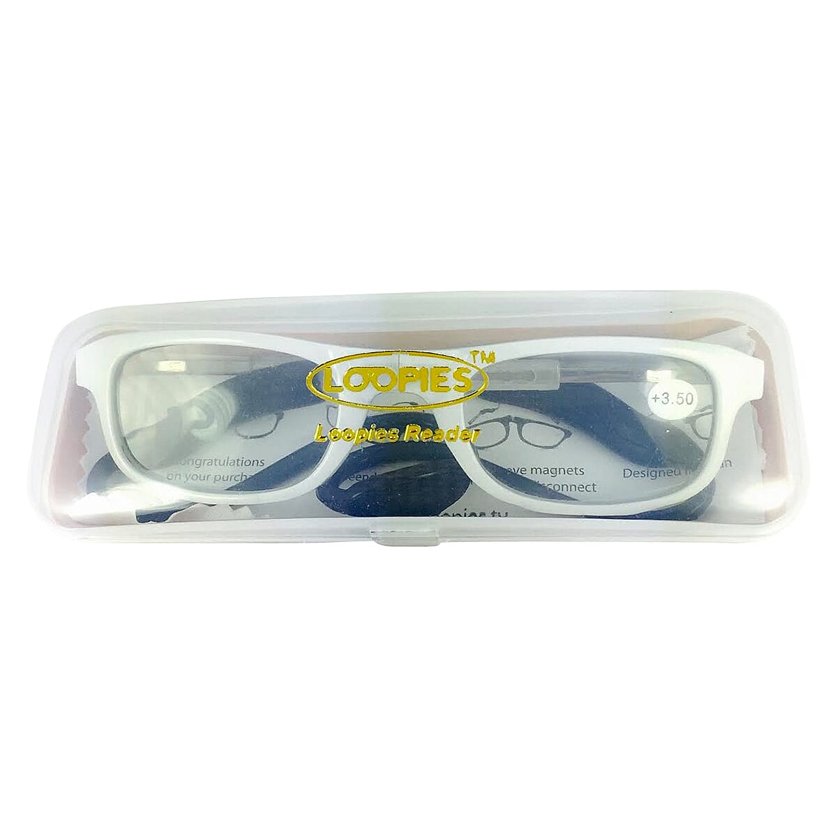 Loopies Magnetic Photochromic White Reading Glasses -2.0