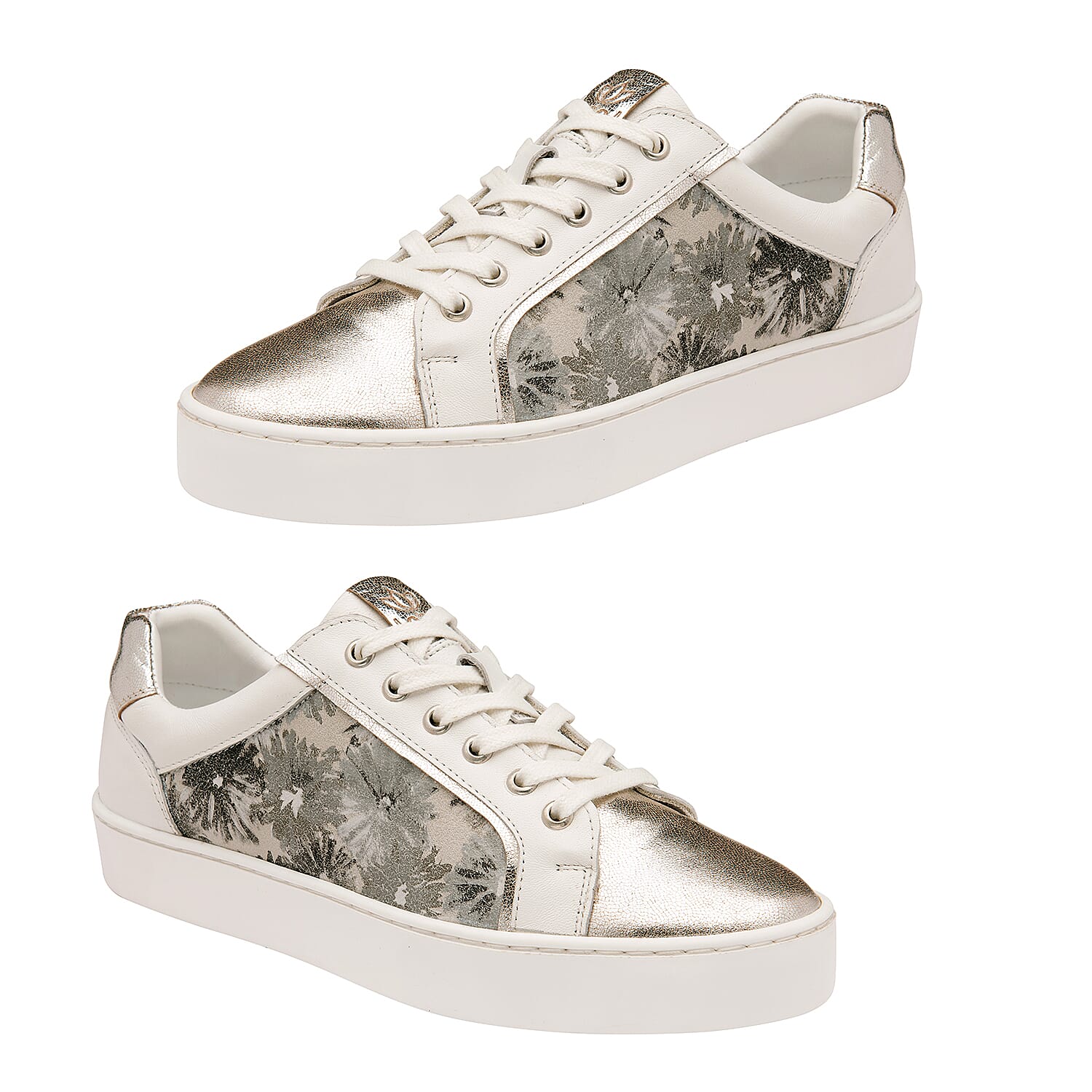 Lotus Siama Floral Trainers (Size 7) - White